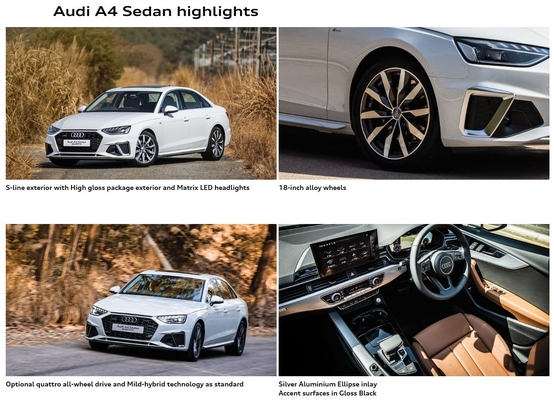 Audi A4L de alta velocidad de lujo de gasolina sedán medio Euro IV estándar de emisiones coche usado